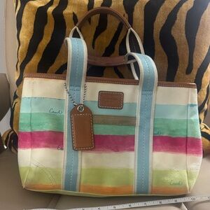 Coach Vibrant Striped Tote Bag